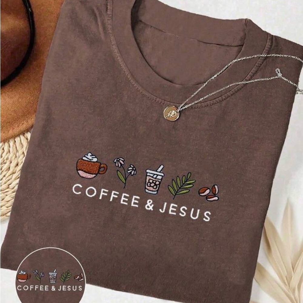 Brown Coffee & Jesus Graphic Tee